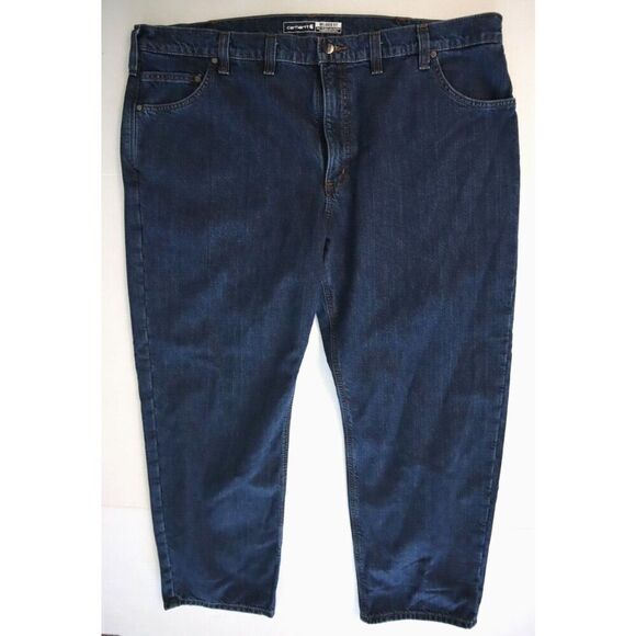 Carhartt BD4942-M Men's Sz 44x30 Blue Relaxed Fit Flannel Lined 5-Pocket Jeans - Picture 1 of 11